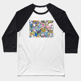 Antoni Gaudi Multi Pattern Print Design with Grey Background Baseball T-Shirt